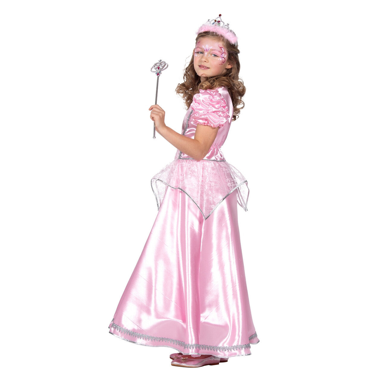 Op deze afbeelding zie je een Kostuums, van het merk Wilbers. Prinses Pretty Pink Meisje Kostuum