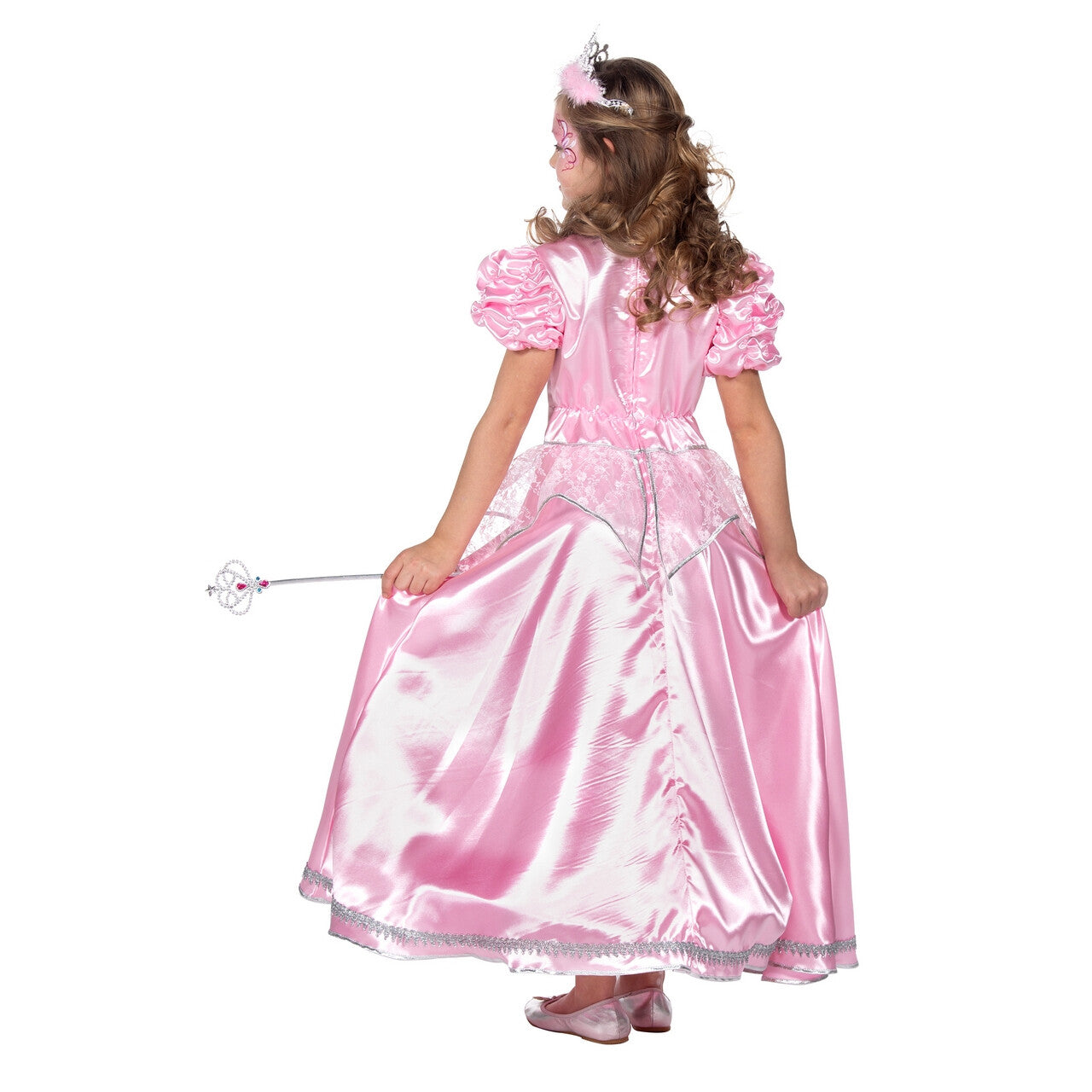 Op deze afbeelding zie je een Kostuums, van het merk Wilbers. Prinses Pretty Pink Meisje Kostuum