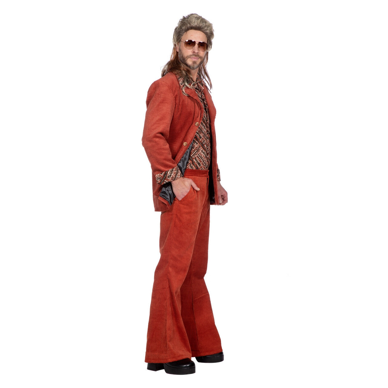 Op deze afbeelding zie je een Kostuums, van het merk Wilbers. That Is So 70s Corduroy George Man Kostuum