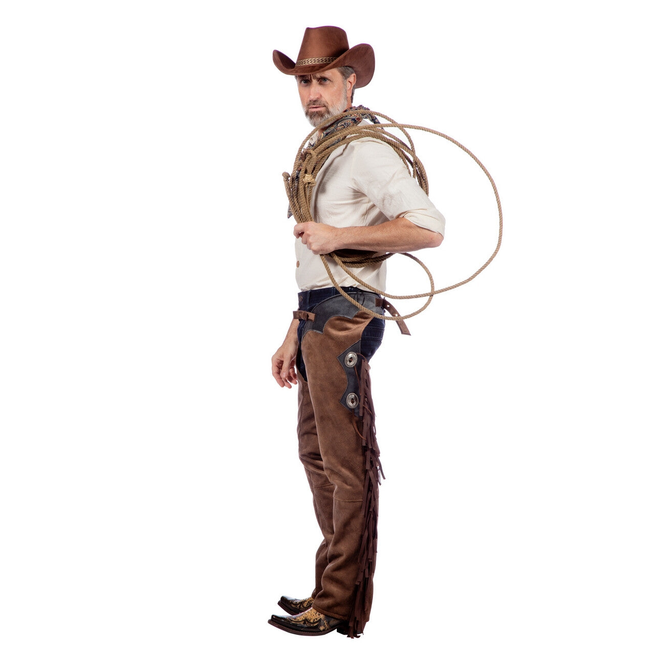 Op deze afbeelding zie je een Kostuums, van het merk Wilbers. Giddy Up Cowboy Chaps Man