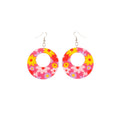 Hippie Ohrringe Blume Pink Rund