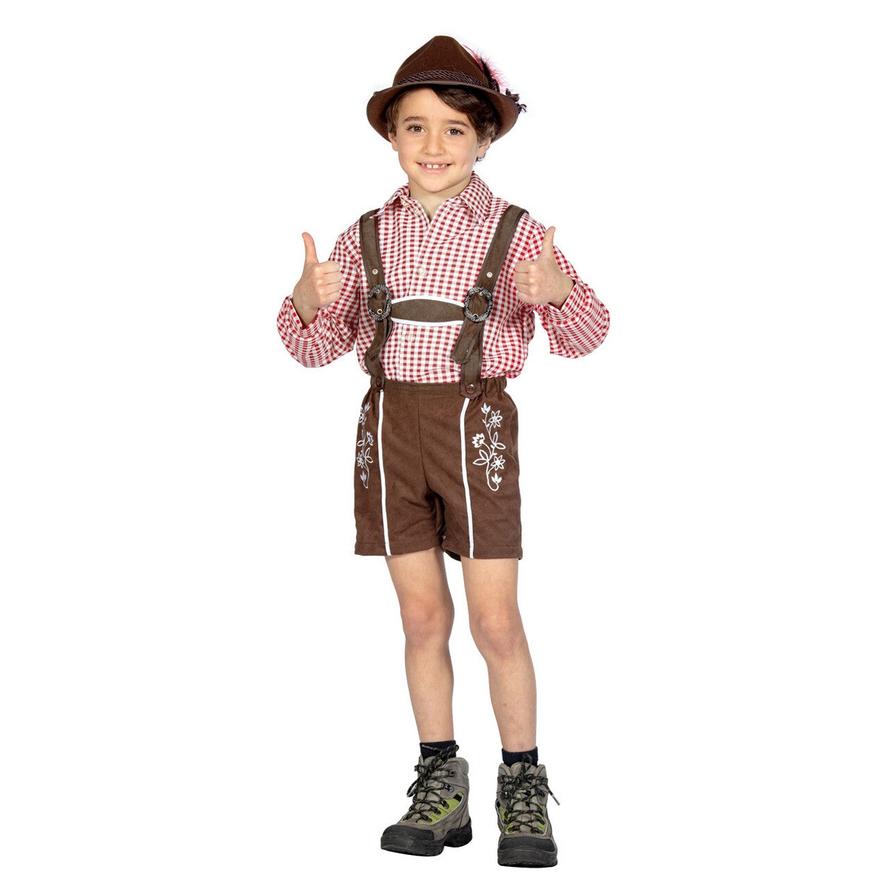 Op deze afbeelding zie je een Kostuums, van het merk Wilbers. Bruine Lederhosen Guusje Kind Kind