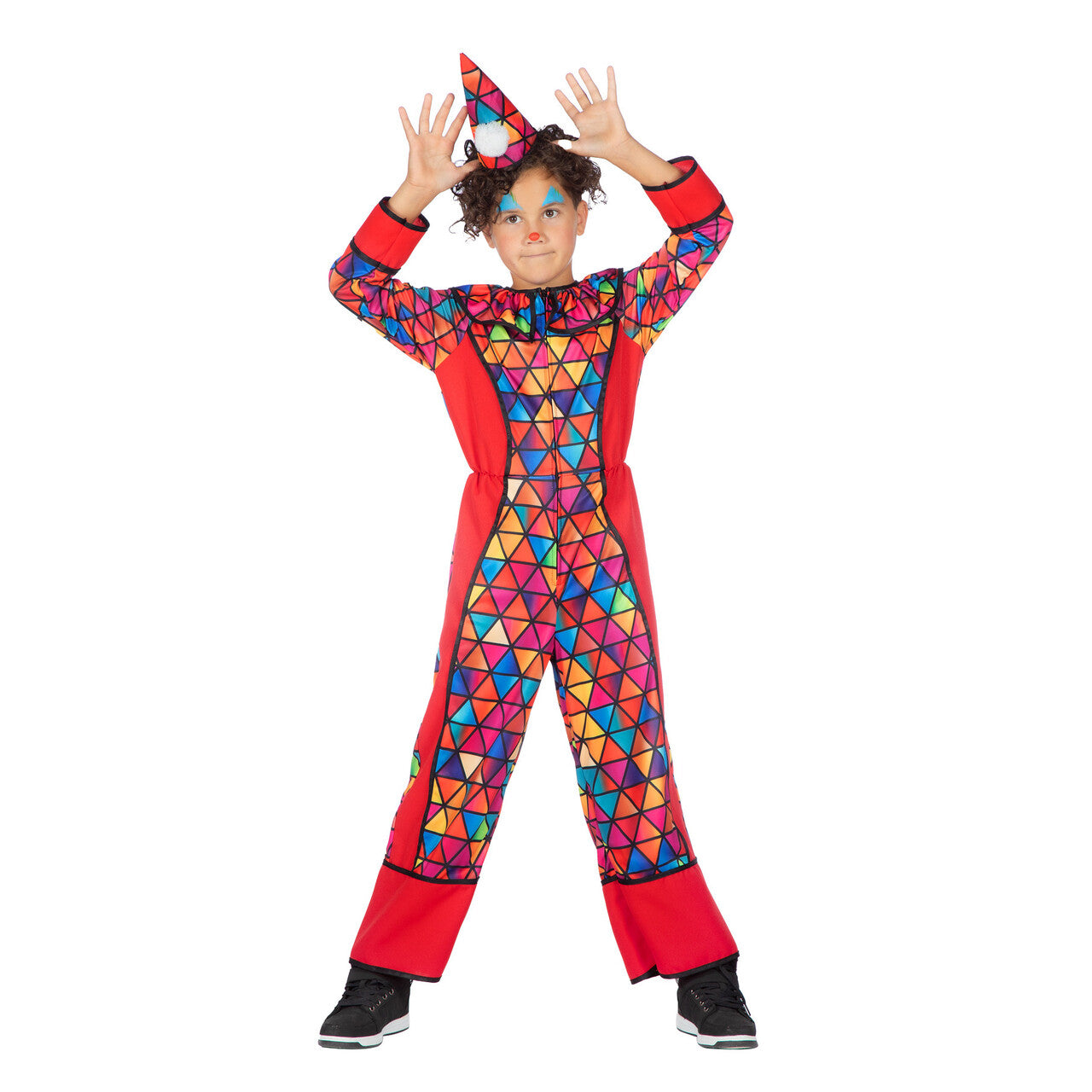 Op deze afbeelding zie je een Kostuums, van het merk Wilbers. Rode Giechel Clown Kind Kostuum