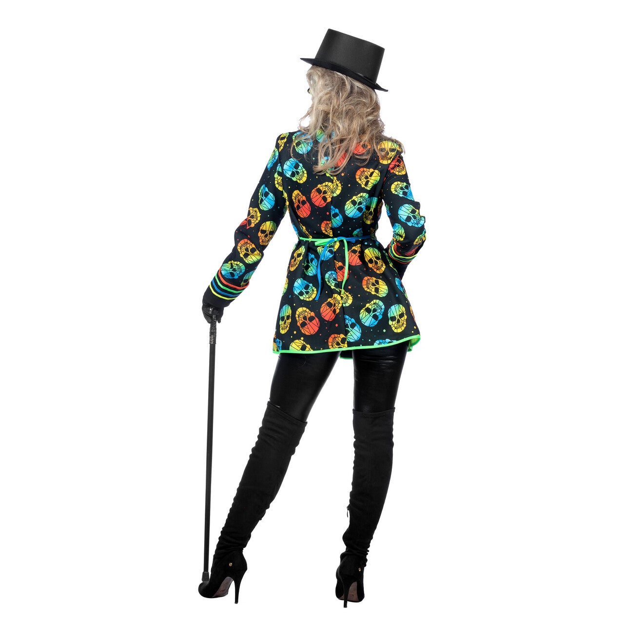 Op deze afbeelding zie je een Kostuums, van het merk Wilbers. Neon Scary Skull Jas Vrouw