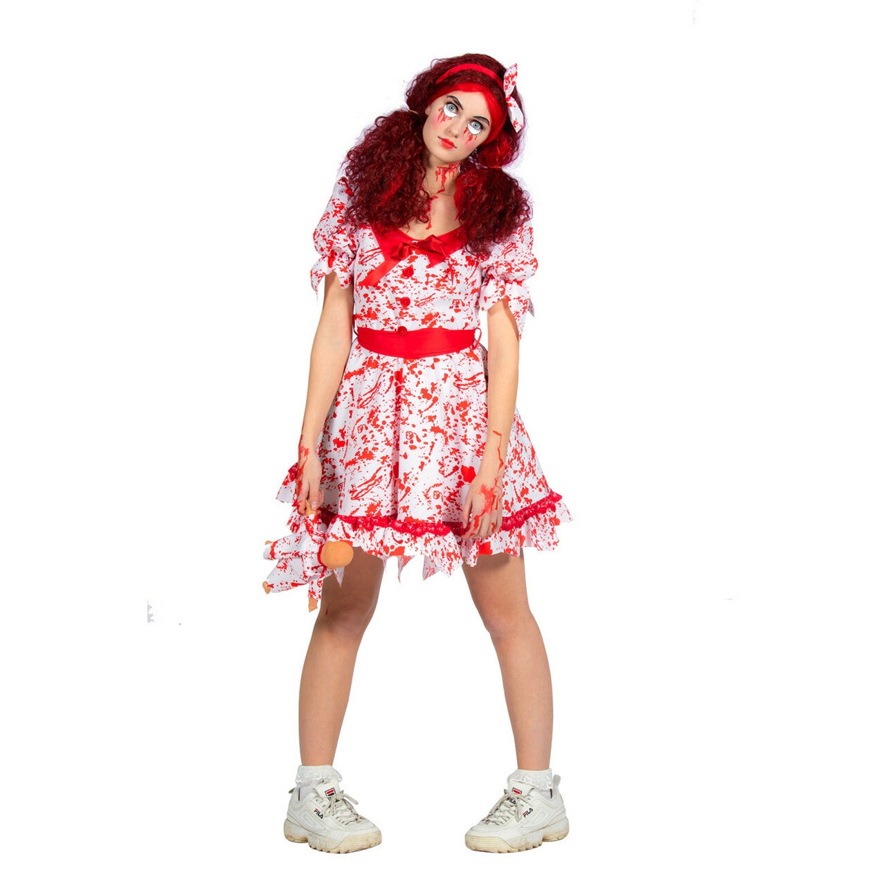 Op deze afbeelding zie je een Kostuums, van het merk Wilbers. Bloody Doll Angelina Vrouw Kostuum