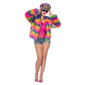 Regenbogen-Pracht Kunstpelzjacke Damen