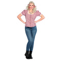 Charmante Rot-Weiß-Karierte Alpenbluse Damen