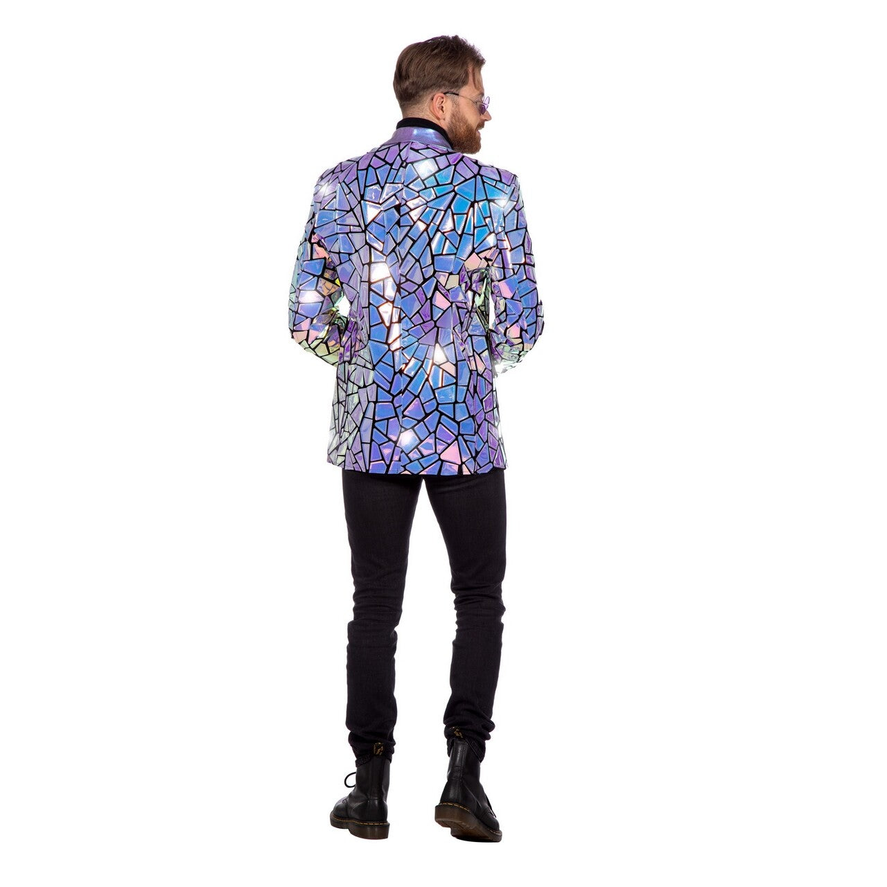 Op deze afbeelding zie je een Kostuums, van het merk Wilbers. Colbert Purple Party Holografische Spiegels Man