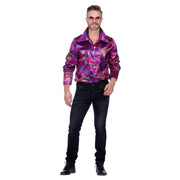 Op deze afbeelding zie je een Kostuums, van het merk Wilbers. Party Paarse Disco Overhemd Man