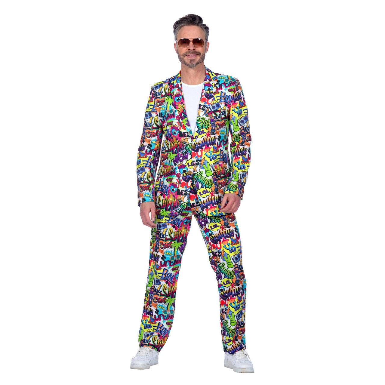Op deze afbeelding zie je een Kostuums, van het merk Wilbers. Pak Graffiti Man Kostuum