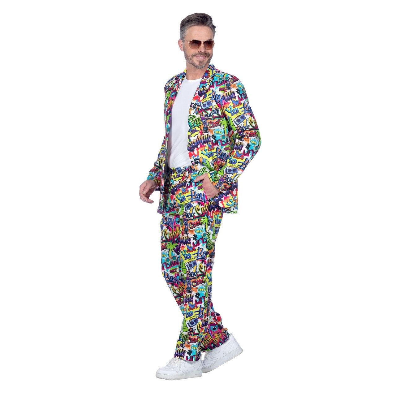 Op deze afbeelding zie je een Kostuums, van het merk Wilbers. Pak Graffiti Man Kostuum