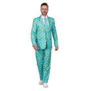 Op deze afbeelding zie je een Kostuums, van het merk Wilbers. Pak Bananen Man Kostuum