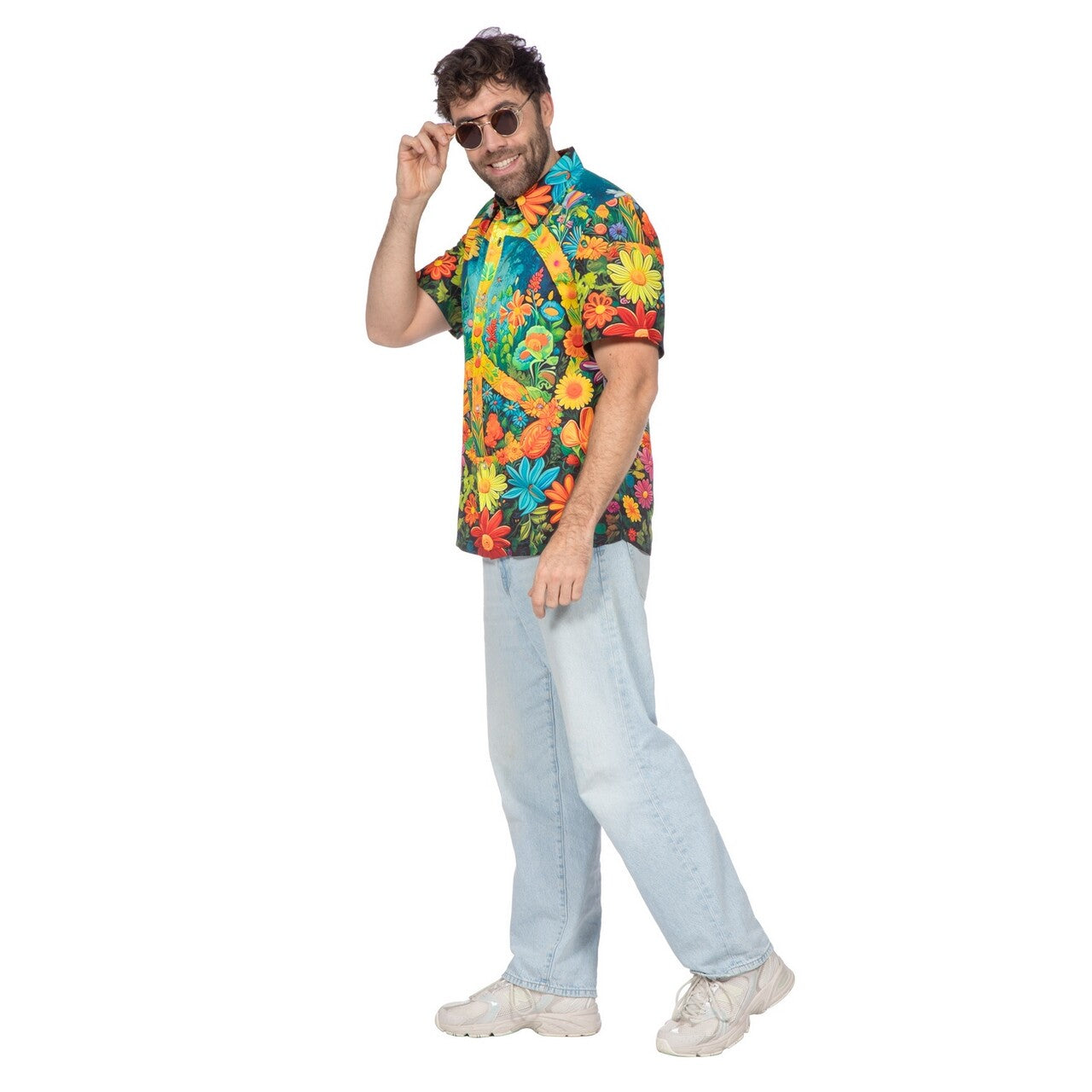 Op deze afbeelding zie je een Kostuums, van het merk Wilbers. Party Shirt Hippie Peace And Flowers Man