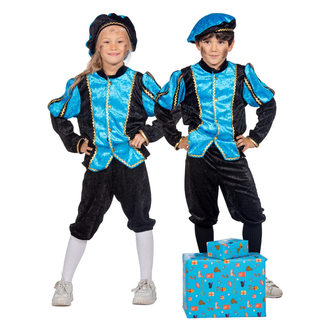 Op deze afbeelding zie je een Kostuums, van het merk Wilbers. Vrolijk Pietje Aqua Pietenpak Kind Kind Kostuum