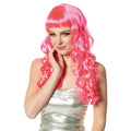 Langhaarperücke Pink Mit Pony Und Locken